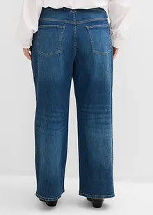 Wide Leg-jeans Mid Waist med glitterstener, bonprix