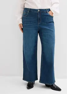 Wide Leg-jeans Mid Waist med glitterstener, bonprix