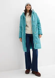 Vinterkåpe med pilefôr i hetten, bonprix