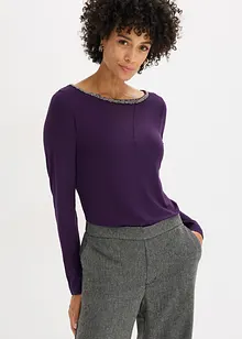 Topp med innfelt mesh og strass, bonprix