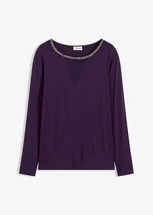 Topp med innfelt mesh og strass, bonprix