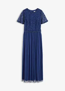 Maxikjole i fin tyll med paljettbroderi, bonprix