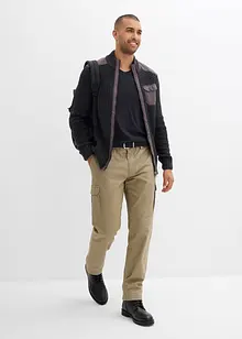 Grovstrikket cardigan med vevd besetning, bonprix