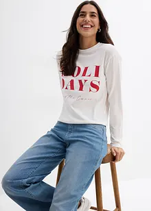 Langermet topp i økologisk bomull med elastan, bonprix