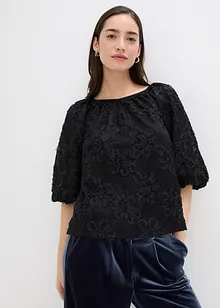 Bluse med strukturert blomstermønster, bonprix