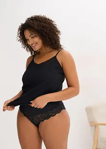 Singlet med økologisk bomull og blonder (2-pack), bonprix