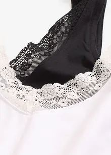 Singlet med økologisk bomull og blonder (2-pack), bonprix