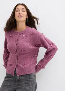 Finstrikket cardigan med sløyfer, bonprix