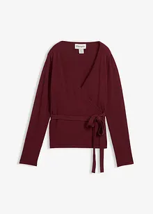 Cardigan i omslagsmodell med merinoull, bonprix