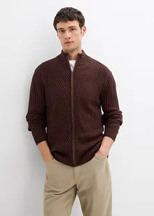 Ribbet strikkejakke av bomullsmiks, bonprix