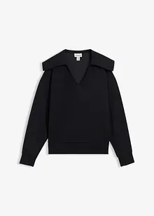 Langermet topp i viskosemiks med stor krage, bonprix