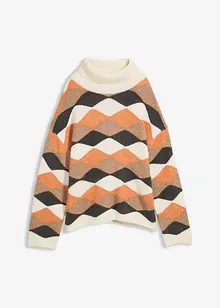 Genser med rullekrage og mønster, bonprix