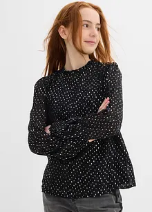 Chiffonbluse med rysjekrage, bonprix
