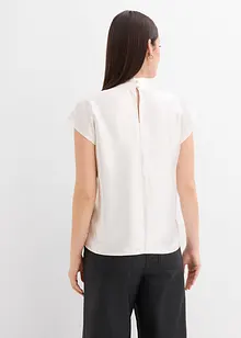 Satengbluse med rund hals, bonprix