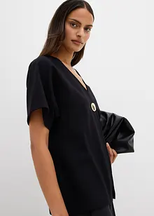 Behagelig vest i Punto di Roma-materiale med pynteknapp, bonprix