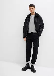 Relaxed Fit pull on-bukse i varmende materiale, Tapered, bonprix