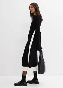 Strikket kjole i viskosemiks med kontrastdetaljer, bonprix