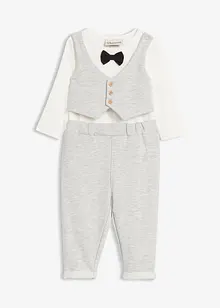 Body, bukse og sløyfe i 100% økologisk bomull (3-delt sett), bonprix