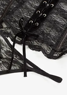 Korsett og stringtruse i blondemateriale (2-delt sett), bonprix