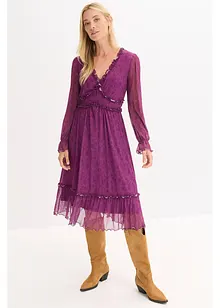 Midikjole i jersey mesh, bonprix