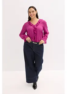 Bluse med volanger, bonprix