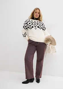 Oversized genser med moderne koftemønster, bonprix