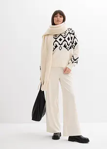 Oversized genser med moderne koftemønster, bonprix