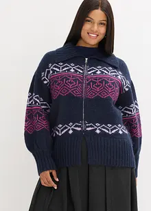 Oversized cardigan med moderne koftemønster, bonprix