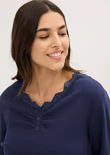 Pyjamas med ribbet topp og knappestolpe, bonprix