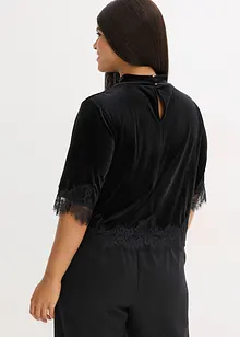 Fløyelstopp med blonder, bonprix