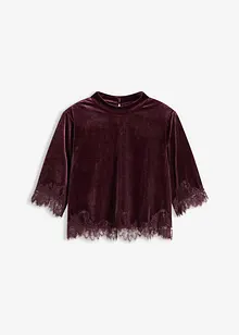 Fløyelstopp med blonder, bonprix