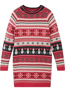 Strikkekjole til jente, med vintermotiv, bonprix