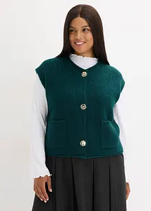 Strikket vest med dekorative knapper, bonprix