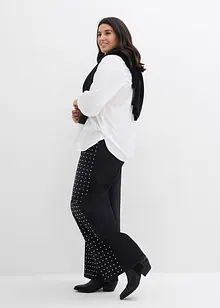 Straight-jeans Mid Waist med strass, Loose Fit, bonprix