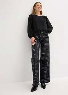 Straight-jeans Mid Waist med strass, Loose Fit, bonprix