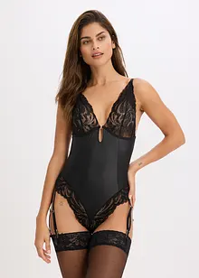 Body med blonder og avtagbar strømpeholder, bonprix