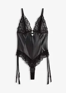 Body med blonder og avtagbar strømpeholder, bonprix