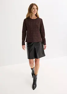 Langermet topp med strass-applikasjon, bonprix