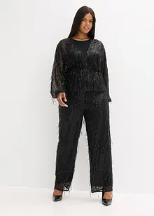 Paljettbluse med frynser, bonprix
