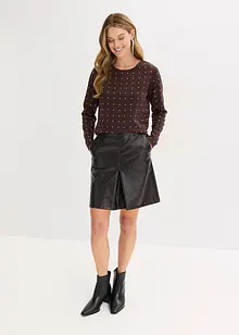 Skjørt av imitert lakkskinn med folde, bonprix