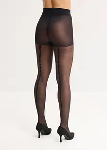 Strømpebukse med komfortlinning, hjerter bak på bena og resirkulert polyamid, 30 den, bonprix