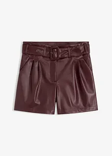 Shorts i imitert skinn med belte, bonprix