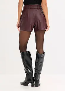 Shorts i imitert skinn med belte, bonprix