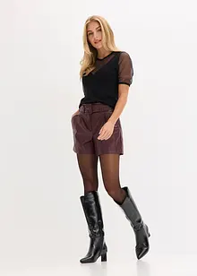 Shorts i imitert skinn med belte, bonprix