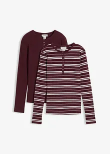 Ribbet, langermet topp av økologisk bomullsmiks, bonprix