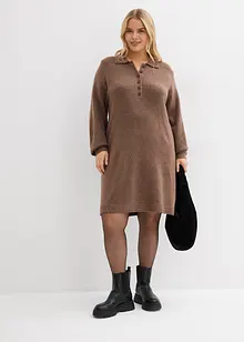 Kort strikkekjole med knappestolpe, bonprix