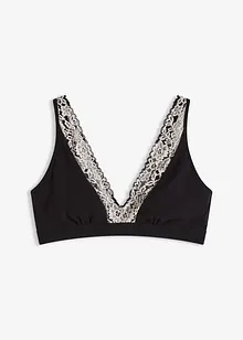 Bralette uten bøyle med økologisk bomull og blonde, bonprix