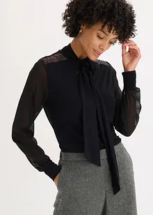 Sløyfe-topp med blonder, bonprix