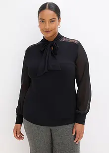 Sløyfe-topp med blonder, bonprix