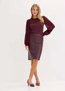 Knelangt skjørt i imitert skinn og smal modell, bonprix